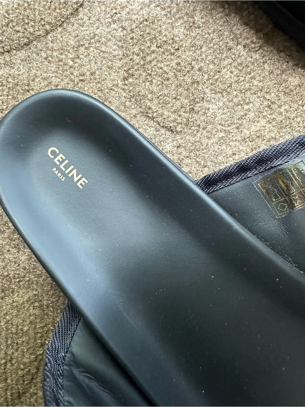 Celine Black Logo-Jacquard Canvas Sandals Men's Slide Sandals 12